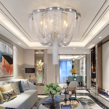Nordic Luxusné Reťazi luster taliansky štýl závesné lampy, obývacia izba, jedáleň, Hliníkové Reťaz LED osvetlenie lustre