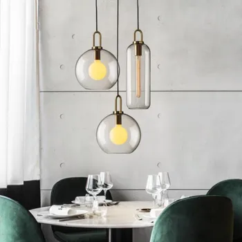 Nordic moderný jednoduchý sklenenú guľu LED E27 prívesok osvetlenie interiéru osvetlenie reštaurácia, spálňa, schodisko, dekorácie, závesné svetlo