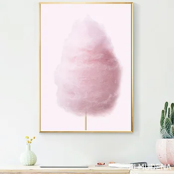 Nordic Plagáty a Vytlačí Ružová Ice Cream vata Plátno na Maľovanie Moderné Nástenné Obraz pre Dievča, Izba Dezert Shop Dekorácie