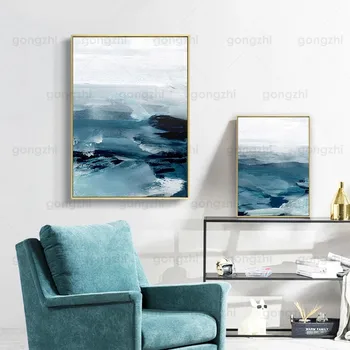 Nordic Plátno Na Maľovanie Hd Olejomaľba Seascape Modré More, Biele Vlny Sprej Obývacej Izby, Spálne, Jedálne Dekor Tlač Maľovanie
