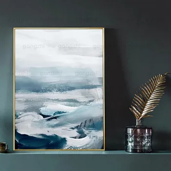 Nordic Plátno Na Maľovanie Hd Olejomaľba Seascape Modré More, Biele Vlny Sprej Obývacej Izby, Spálne, Jedálne Dekor Tlač Maľovanie