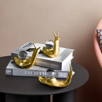 Nordic výzdoba domov socha socha Zlatého Slimák Crystal Ball Ozdoby dropshipping Tvorivé Svetlo Luxusné Remesiel Zvierat