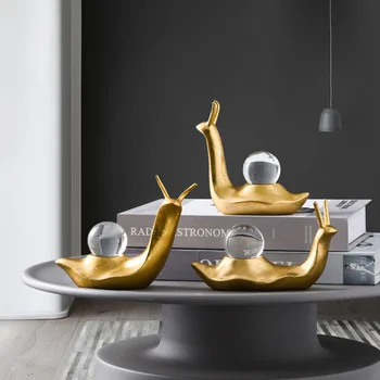 Nordic výzdoba domov socha socha Zlatého Slimák Crystal Ball Ozdoby dropshipping Tvorivé Svetlo Luxusné Remesiel Zvierat