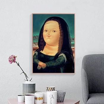 Nordic Zábavné Umenie Mona Lisa Plátno Obrazov Fernando Botero blízkosti Wall Art Obrázky pre Obývacia Izba Domova (Bez Rámu)