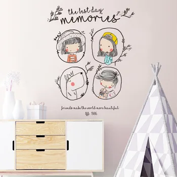 Nordic Štýl Cartoon Chlapci Dievčatá Domova pre Deti Izby Umenie PVC Samolepiek na Stenu, Teplé Dom Dekorácie Módne Tapety