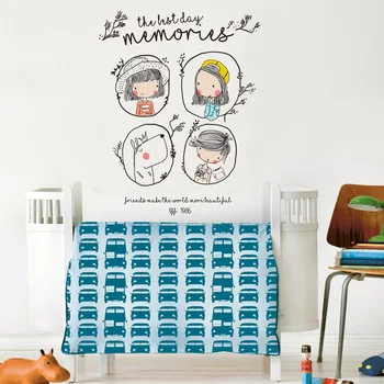 Nordic Štýl Cartoon Chlapci Dievčatá Domova pre Deti Izby Umenie PVC Samolepiek na Stenu, Teplé Dom Dekorácie Módne Tapety