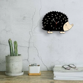 Nordic štýl home fashion tvorivé ježko nástenné hodiny najpredávanejšie zvierat hodiny obývacej izby, spálne dekorácie hodiny