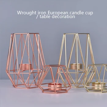 Nordic Štýl Kovaného Železa Geometrické svietniky Domov Zdobia Kovové Remesiel sviečkový candelabros de velas Držiteľ mesa