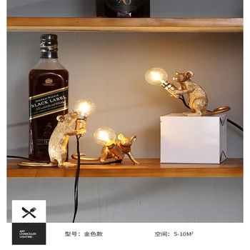 Nordic Štýl Zvierat Potkan Myš Stolové Lampy, Moderný Loft Priemyselný Dizajn Živice LED Tabuľka Svetlo pre Obývacej Izby, detskej Izby, Spálne,