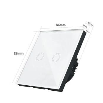 Normy EÚ Igreli nástenné svietidlo dotykový displej prepínač,2 gang 1 Spôsob White Crystal Sklenený Panel na stenu prepínače pre smart home lampa