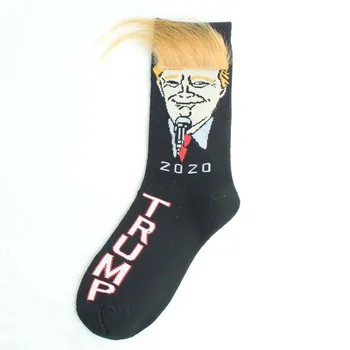 Novinka Ženy Zábavnej Happy Socks Voľbách Vtip Prezident Donald Trump Ponožky 3DFake Vlasy Bavlnené Ponožky Streetwear Hip Hop Ponožka Mužov
