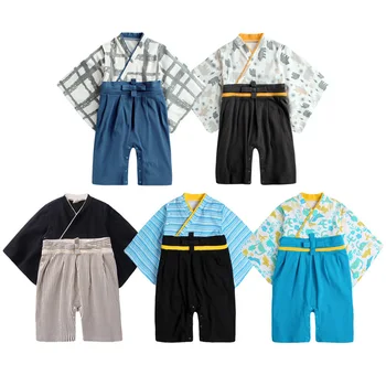 Novonarodené Dieťa Boys Japonsko Samuraj Kimono Oblečenie tvaru Retro Bavlny, Mäkké Dieťa Tradičné Yukata Fotografie Oblečenie