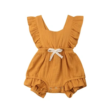 Novorodenca Baby Girl Kombinézu Prehrabať Bavlna Backless Jumpsuit Oblek Lete Sunsuit Playsuit 0-24 Mesiacov 6 Farieb