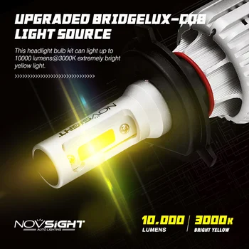 Novsight H7 LED H4 led H11 H8 HB3 9005 HB4 9006 Auto LED Žiarovky Svetlometu 72W 10000LM 3000k žltú Automobilov Svetlomet 12V
