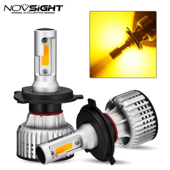 Novsight H7 LED H4 led H11 H8 HB3 9005 HB4 9006 Auto LED Žiarovky Svetlometu 72W 10000LM 3000k žltú Automobilov Svetlomet 12V