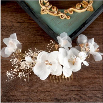 Nová biela nesmrteľný krepové kvet špirála barrette sady nevesta pokrývku hlavy svadobné doplnky do vlasov