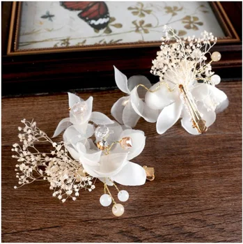 Nová biela nesmrteľný krepové kvet špirála barrette sady nevesta pokrývku hlavy svadobné doplnky do vlasov