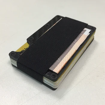 Nová karbónová Kreditnej Karty Držiteľ RFID Peniaze Svorka ID Držiteľa Karty Elastické Kapely Mini Kovové Hliníkové Karty Peňaženky
