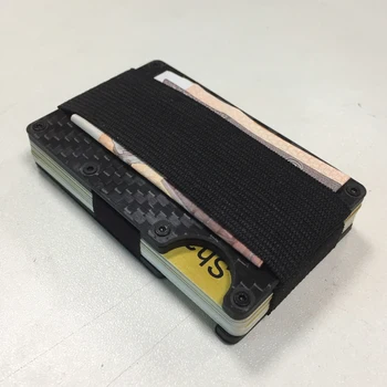 Nová karbónová Kreditnej Karty Držiteľ RFID Peniaze Svorka ID Držiteľa Karty Elastické Kapely Mini Kovové Hliníkové Karty Peňaženky
