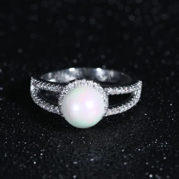 Nová Kolekcia Autentické 925 Sterling Silver Elegantné Čerstvej Vody Pearl prst Prstene pre Ženy Crystal Svadobné Šperky