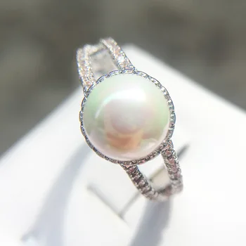 Nová Kolekcia Autentické 925 Sterling Silver Elegantné Čerstvej Vody Pearl prst Prstene pre Ženy Crystal Svadobné Šperky