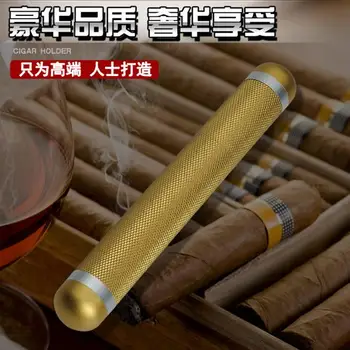 Nové 1pcs Prenosné Kovové Cigaru Trubky z Hliníka Cestovné Zvlhčovač Trubice Cigaru Držiteľ Mini Cigaru Trubice pre 1 170*22 mm Cigaru Gold Black