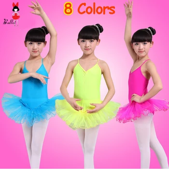 Nové 2020 Lacné 8 Farieb Zelená Žltá Biela Fialová Červená Modrá Ružová Spadex Dieťa, Dieťa, Batoľa Detský Dievčatá Balet Dancewear Šaty