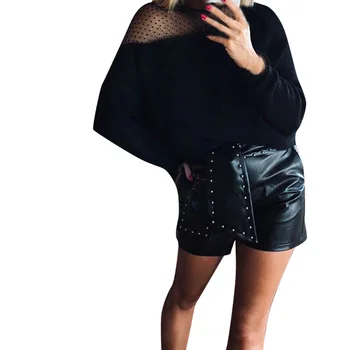 Nové 2020 Módne dámske Pletenie Knitwear Dlhý Rukáv Sexy Kolo Krku priehľadné, bez Ramienok voľné sveter topy Ženy Oblečenie