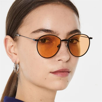 Nové 2020 Oválne Ženy slnečné Okuliare Mužov Okuliare Lady Luxusné Retro Kovové Slnečné Okuliare Retro Zrkadlo UV400 oculos de sol