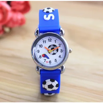 Nové 3D animovaný módne silikónové futbal, deti Sledovať Deti, Dievčatá, Chlapcov Študentov náramkové hodinky Quartz relogio kol saati hodiny