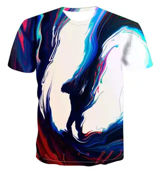 Nové 3D dynamický tlač geometrické creative design pattern farba leta priedušná hornej psychedelic závrat T-shirt trend pár