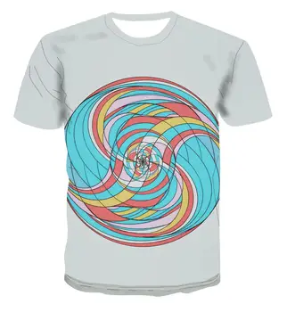 Nové 3D dynamický tlač geometrické creative design pattern farba leta priedušná hornej psychedelic závrat T-shirt trend pár