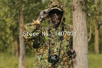 Nové 3D javorový list Bionic Ghillie Obleky Poľovnícke oblečenie Yowie sniper Kamufláž Oblečenie bunda a nohavice plus-size pre vysoký muž