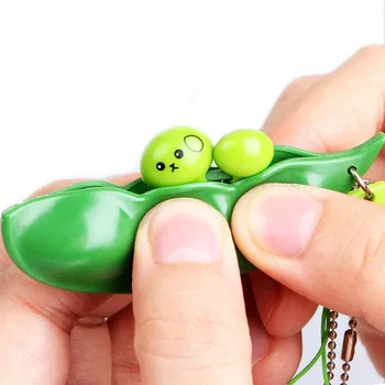 Nové 3ks Fidget Hračky Puchi Puti Mugen Edamame Keychain Lisovania Bean Keyring Hračka Darček -17