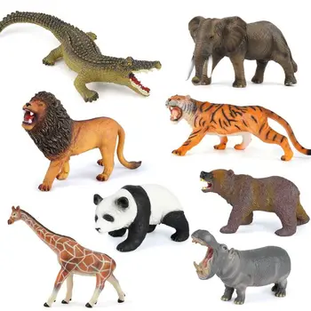 NOVÉ Afrike Lev, zebra, Panda Bear krokodíla Zvierat Obrázok Zberateľskú Hračky voľne Žijúcich Zvierat Akčné Figúrky Deti Mäkké lepidlo Hračky