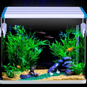 Nové Akvarijné Svetlo Super Slim akvárium Vodných Rastlín Rastú Osvetlenie Nepremokavé Klip, Modrá Lampa LED 18-58 cm pre akvárium