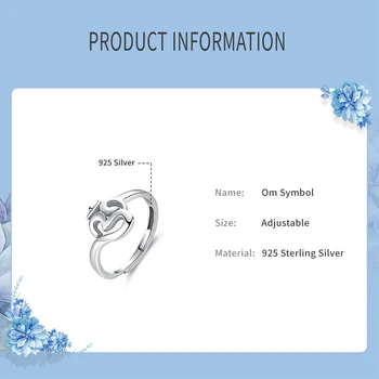 Nové Autentické 925 Sterling Silver Om Symbol Nastaviteľné Prst Prstene Pre Ženy Darček Luxusné Jemné Šperky