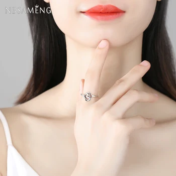 Nové Autentické 925 Sterling Silver Om Symbol Nastaviteľné Prst Prstene Pre Ženy Darček Luxusné Jemné Šperky