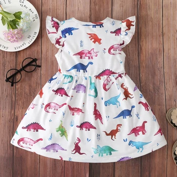 Nové Baby Girl Šaty, Šaty Na Bežné Farba Jednorožec Dinosaura Krásne Kórejský Letné Bavlnené Oblečenie Deti Detský Baby Girl Šaty