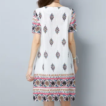 Nové Bavlnené Obliečky s Krátkym rukávom Letné šaty Ženy plus veľkosť Voľné Príležitostné O-Krku tlače plážové šaty Vestidos ZY247