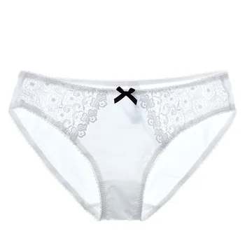 Nové Biele Čipky Transparentné Sexy Nohavičky Pre Dievča Plus Veľkosť L XL Nohavičky Ženy Bielizeň Výšivky Low-Rise Duté Z Priedušná