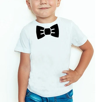 Nové Chlapci Leto-Krátke rukávy T-shirt Čierny motýlik T-shirt Módne Detí Bežné Nosenie okolo Krku Kvalitné Tričko Topy