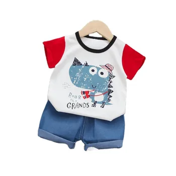 Nové detské Letné Cartoon Oblečenie Baby Boy Girl Fashion Tričko Šortky 2ks/nastaví Deti Dojčenské Oblečenie Batoľa Bavlna Tepláková súprava