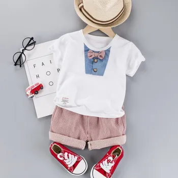 Nové Detské Oblečenie pre Chlapcov Letné Krátke Sleeve T-Shirt+Šortky Dvoch-dielny Oblek