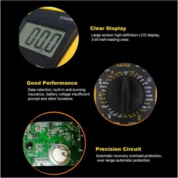 Nové DT9205A hFE AC DC LCD Displej Profesionálne Elektrické Ručné Tester Merač Digitálny Multimeter Multimetro Ammeter Multitester