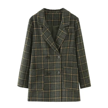 Nové dámske jesenné zimné plus veľkosť sako pre ženy veľké príležitostné voľné dlhý rukáv vrecku khaki koberčeky blejzre kabát 3XL 4XL 5XL