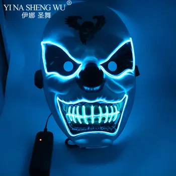 Nové EL Drôt Svietiacimi LED Maska Strany Rave Neon Led Maska Halloween Dekor Horor Klaun, Svetlo Maska Masque Maškaráda Klub Rekvizity