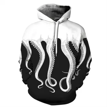 Nové Geometrické Hoodies Muž Streetwear 2019 Módne octopus hlava tigra Fialová mačka hviezdy pánske Oblečenie 3d Mikina Mágov Matematika