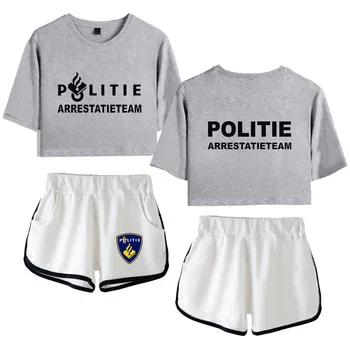 Nové Holandsko holandské Policajné Poliatím Špeciálne Jednotky Swat Sily Dve kus Ženy bežné Sexy Dievčatá T-tričko a Šortky, Nohavice, Súpravy