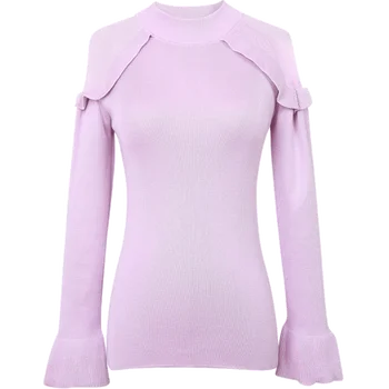 Nové Jesenné Zimné Oka Pletený Sveter Svetlice rukáv Pullvers top Sexy Ženy klesnutie tričko